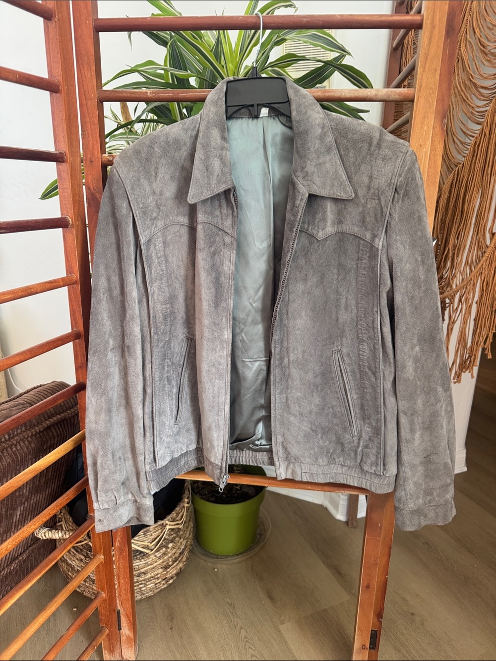 Grey Suede Men’s Jacket - Classic Minimalist Style